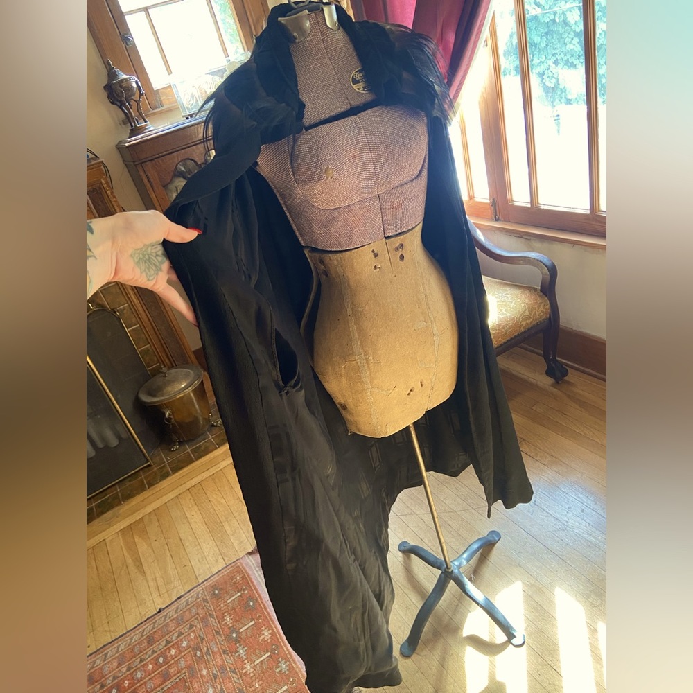 Antique cape with monkey fur collar